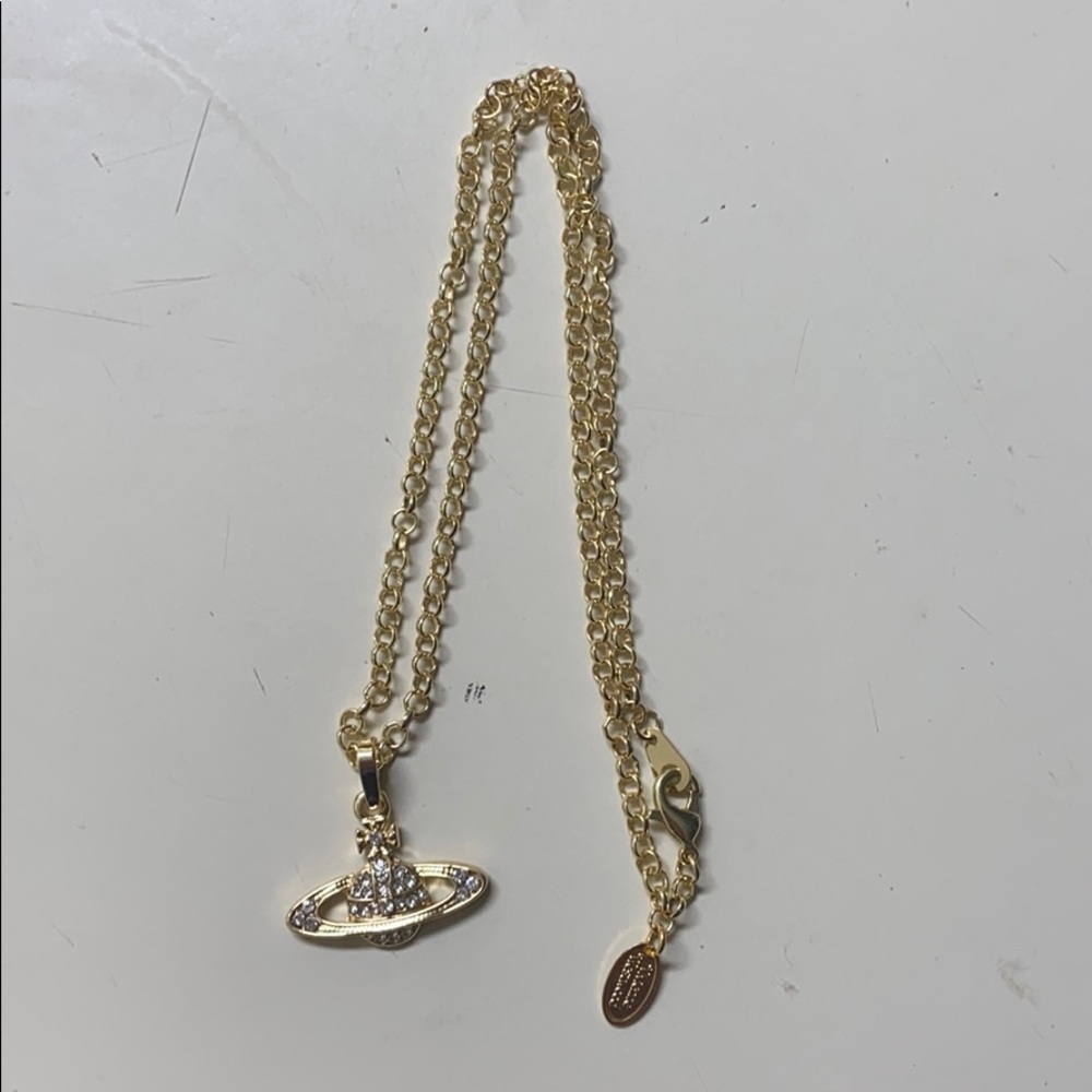 Vivienne Westwood Gold Rhinestone Pendant Necklace